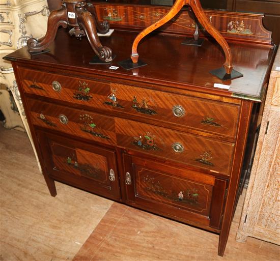 Lacquered chest of drawers and 2 doors